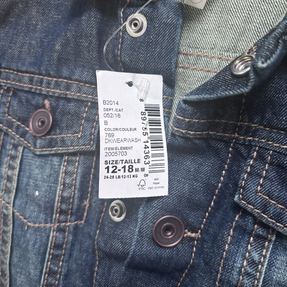 The Childrens Place Baby Girls Blue Jean Jacket Snap Front Size 12-18 Months NWT - Picture 3 of 5